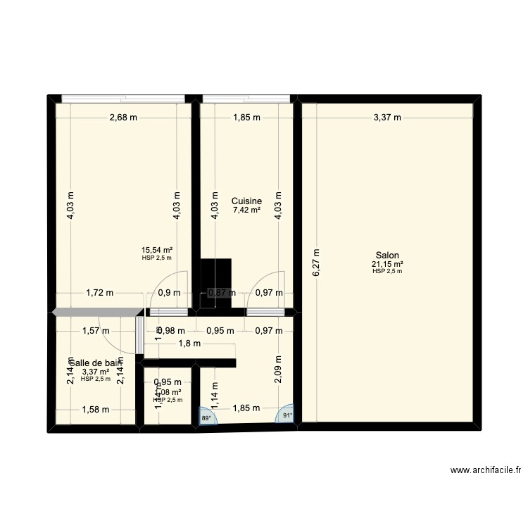 Appart Mathis. Plan de 5 pièces et 49 m2