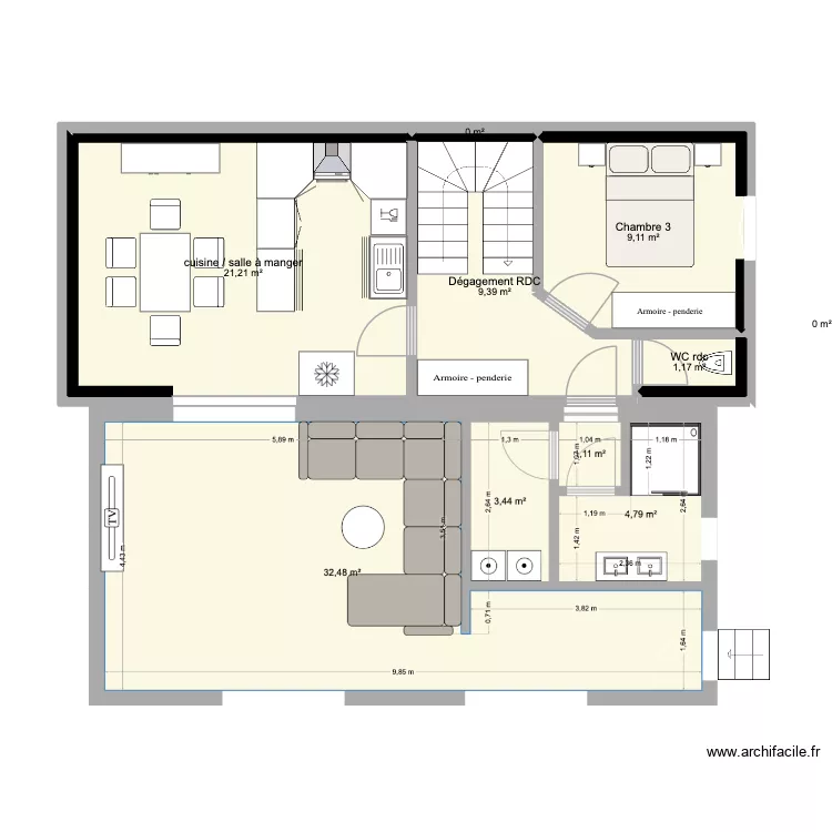 maison orvault V2. Plan de 13  et 84 m²