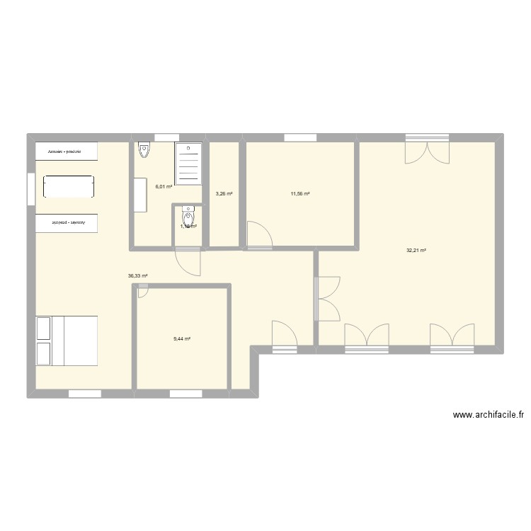 mont2. Plan de 7 pièces et 100 m2