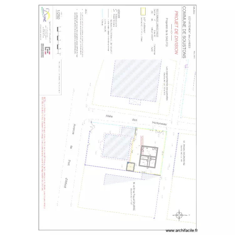 souston. Plan de 5  et 37 m²