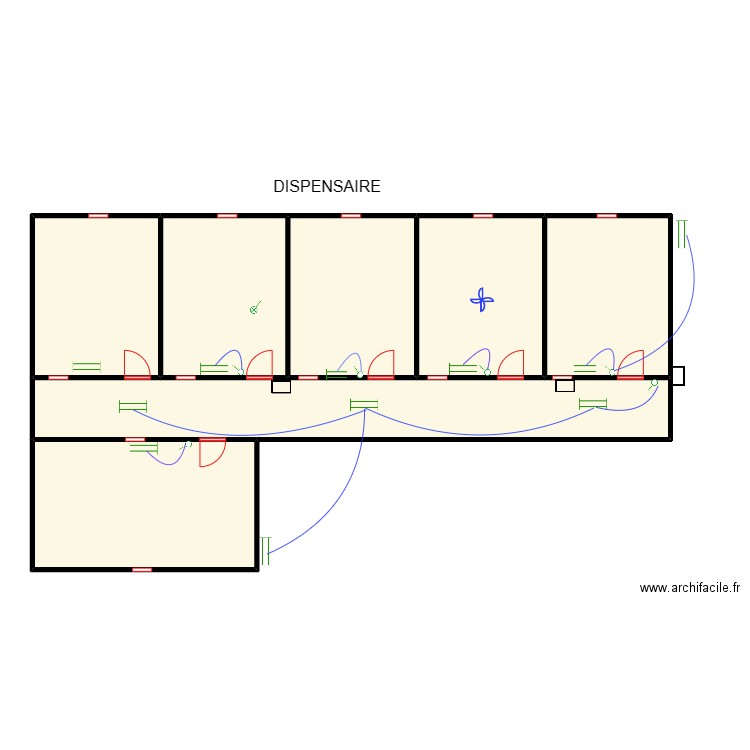 circuit lumiere du DISPENSAIRE Manoukpon. Plan de 7 pièces et 160 m2