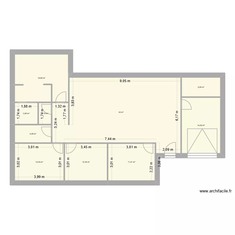 maison 1. Plan de 10  et 133 m²