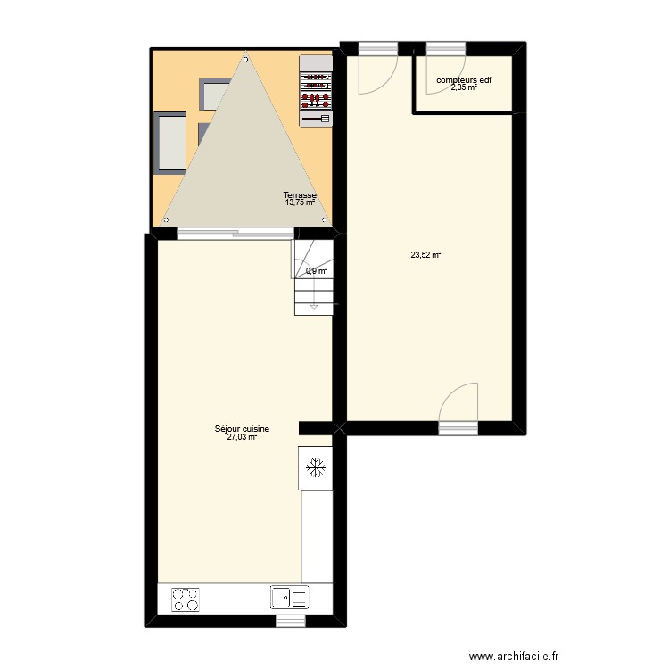 serrafino t3 duplex + garage. Plan de 18 pièces et 162 m2
