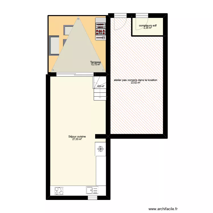 serrafino t3 duplex + garage. Plan de 
