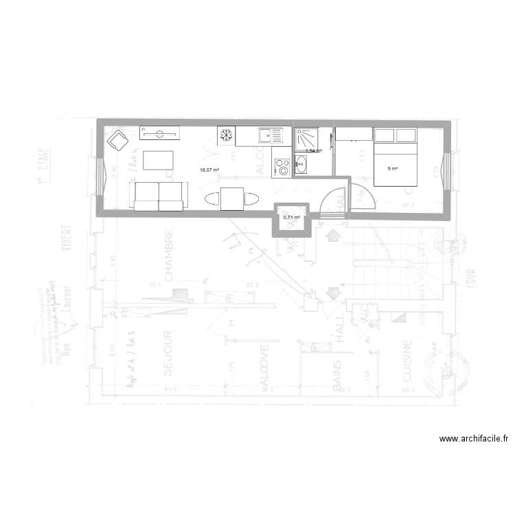 AUCAGNE PROJET. Plan de 4 pièces et 30 m2