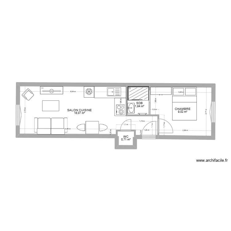 AUCAGNE PROJET. Plan de 4 pièces et 30 m²