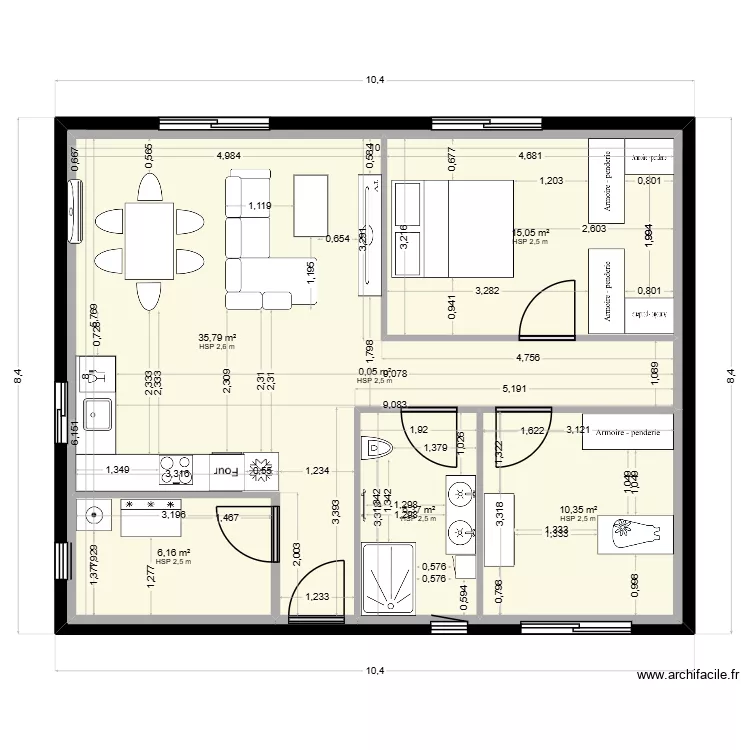MAISON. Plan de 6 pièces et 154 m²
