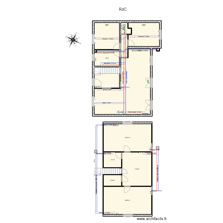 Plomberie_chauffage. Plan de 16 pièces et 160 m2