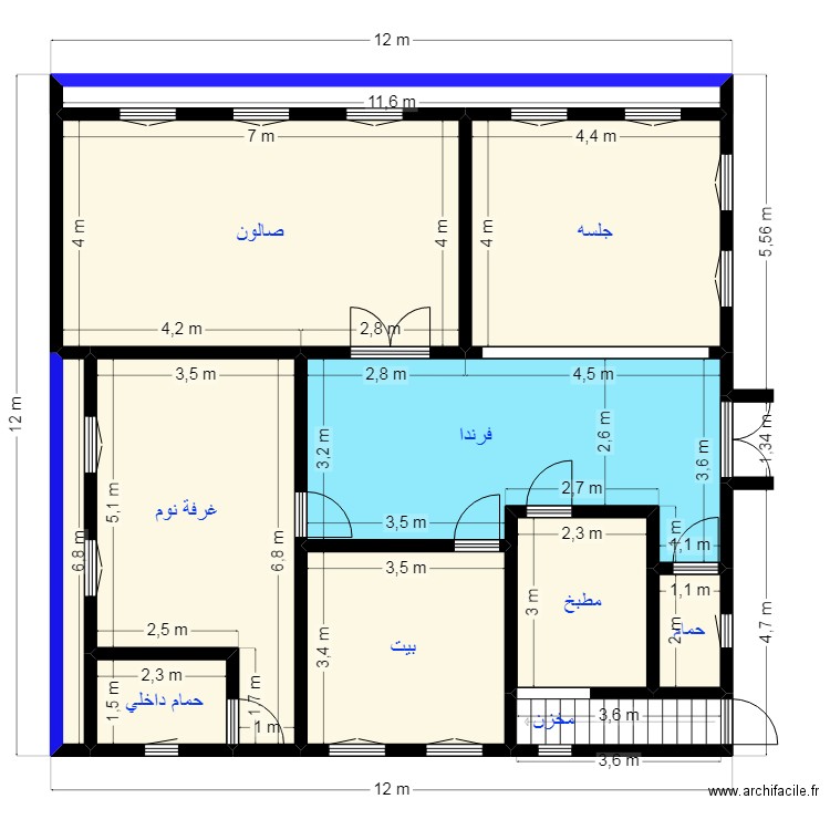 Plan 12X12 Cliente 33 44 35 00. Plan de 11 pièces et 122 m2