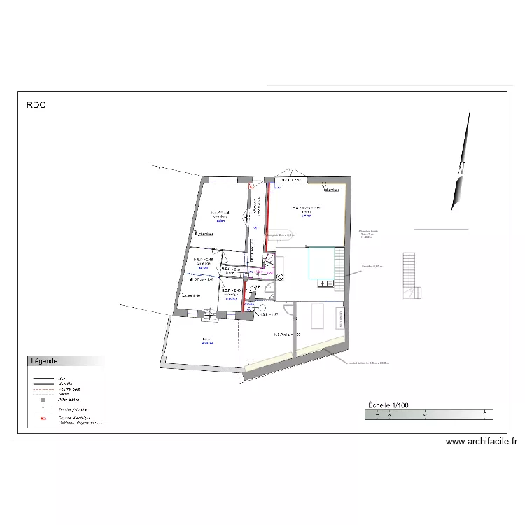 plan chambre froide 2,5 m x 2 m  / escalier droit. Plan de 