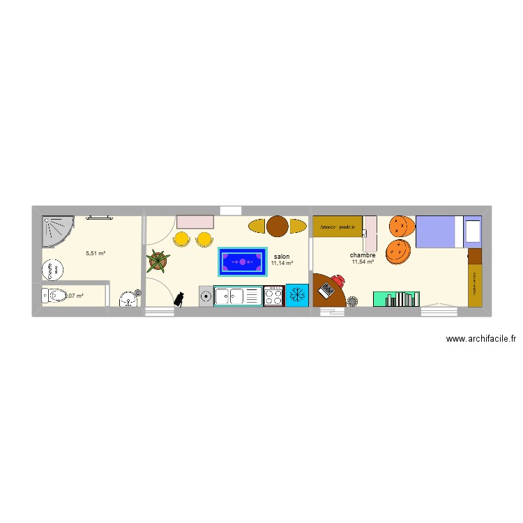 cool. Plan de 4 pièces et 29 m2