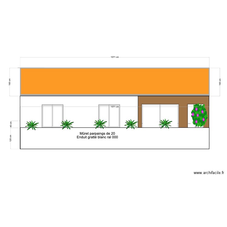 facade mûret cloture sans bois . Plan de 1 pièce et 16 m2