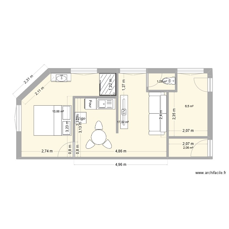 laragne22. Plan de 5 pièces et 41 m2