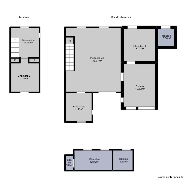 Guimet Mesurage. Plan de 12  et 95 m²