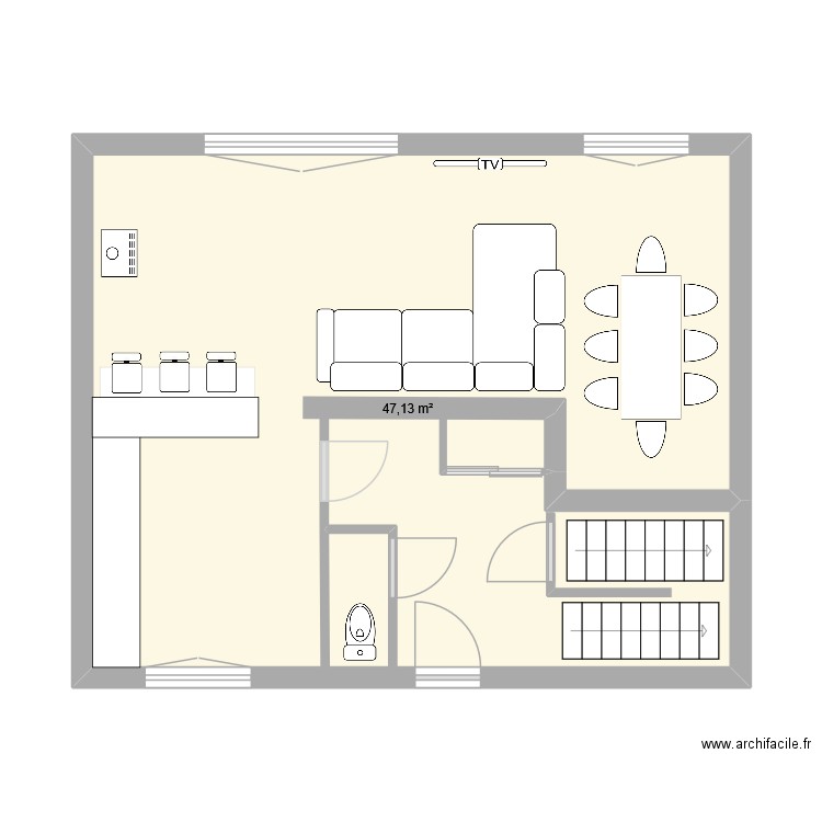 MAISON EXISTANT 1. Plan de 1 pièce et 47 m2