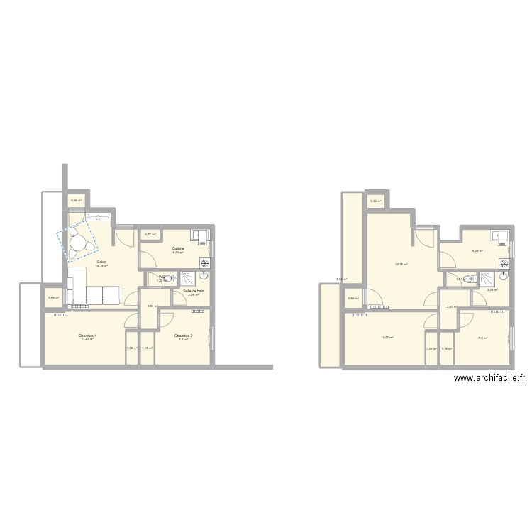 DJEDID. Plan de 25 pièces et 122 m2