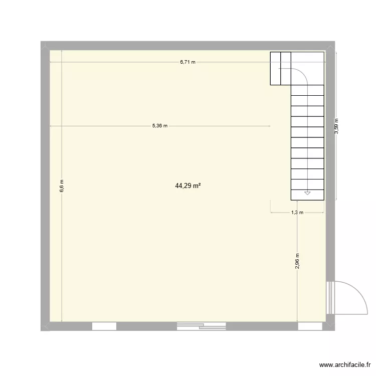 Bibi. Plan de 1  et 44 m²