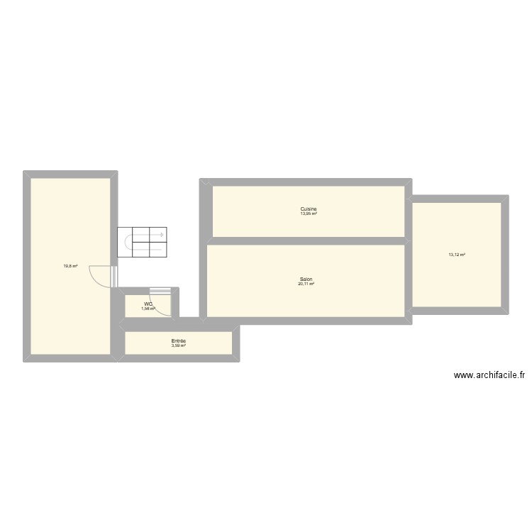 maison. Plan de 6 pièces et 72 m2