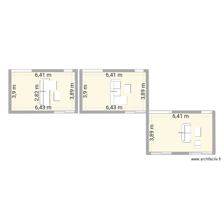 Mareil. Plan de 3 pièces et 75 m2