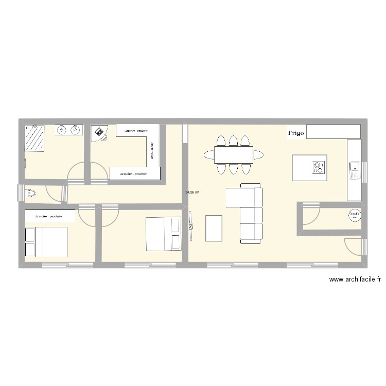 plan maison. Plan de 1 pièce et 95 m2