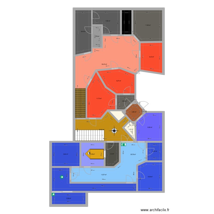 Montagne Marais v4. Plan de 24 pièces et 201 m2