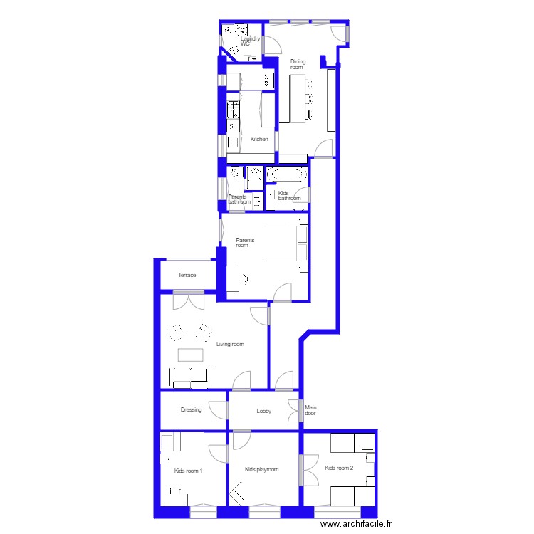 plan sao felix fin. Plan de 16 pièces et 133 m2