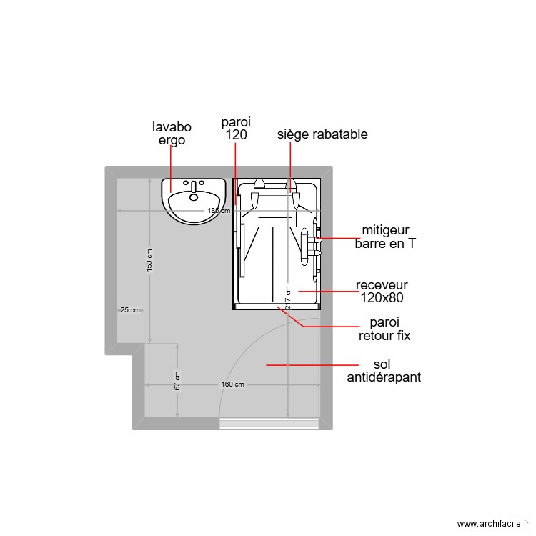 navarro. Plan de 1 pièce et 4 m2