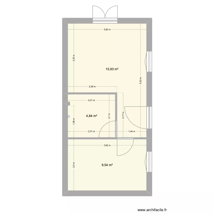 Atelier 102 Bourgogne avec c&ocirc;tes. Plan de 3 Pièces et 30 m²