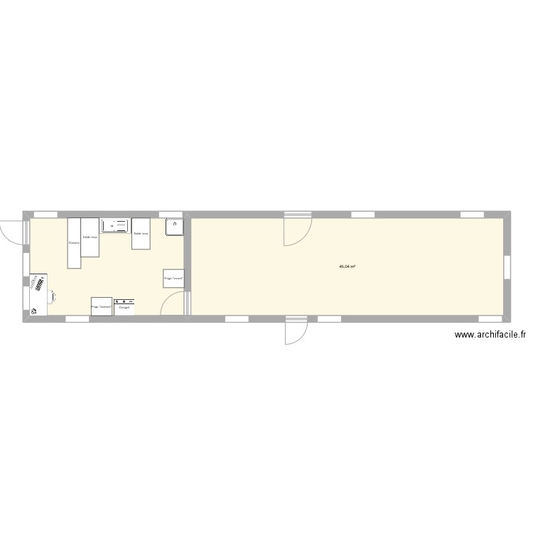 laboratoire. Plan de 2 pièces et 67 m2