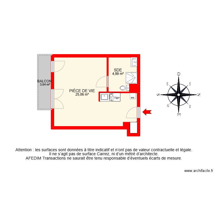 BI26051 -. Plan de 5 pièces et 44 m2