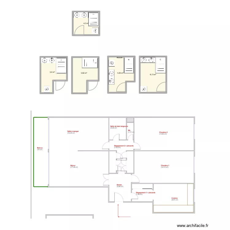 Antony - 70. Plan de 5  et 28 m²