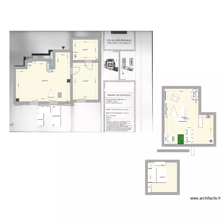 versailles try. Plan de 5  et 82 m²