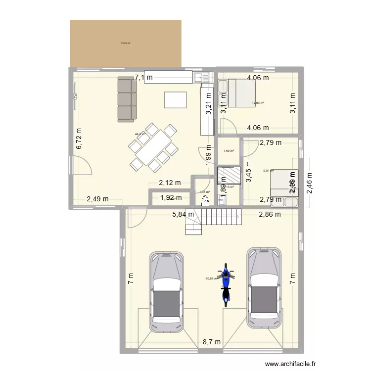 2_AR. Plan de 8 Pièces et 133 m²