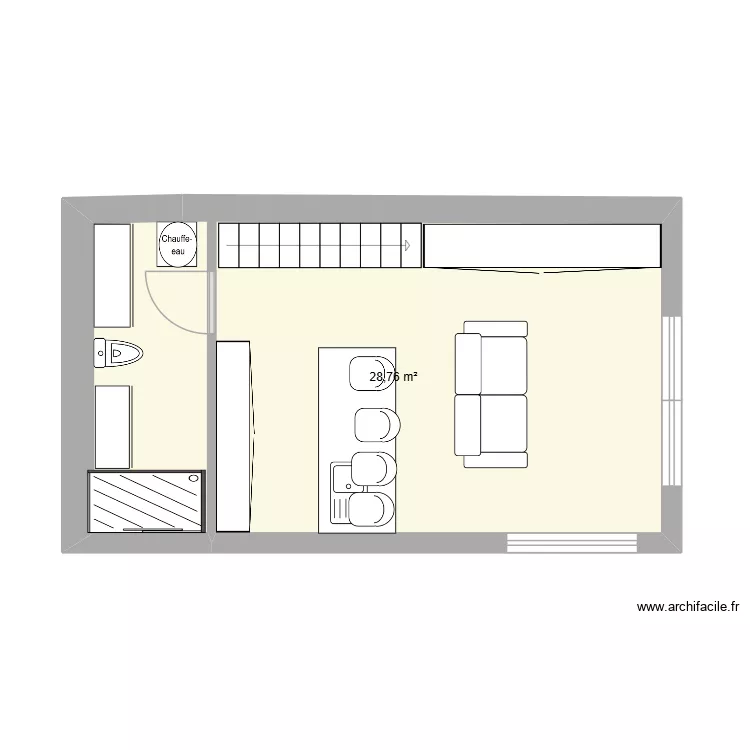 studio coex. Plan de 1 pièce et 29 m²