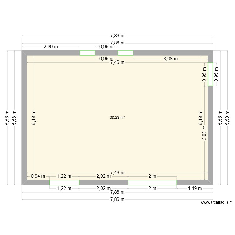 PLAN GO. Plan de 1 pièce et 38 m2