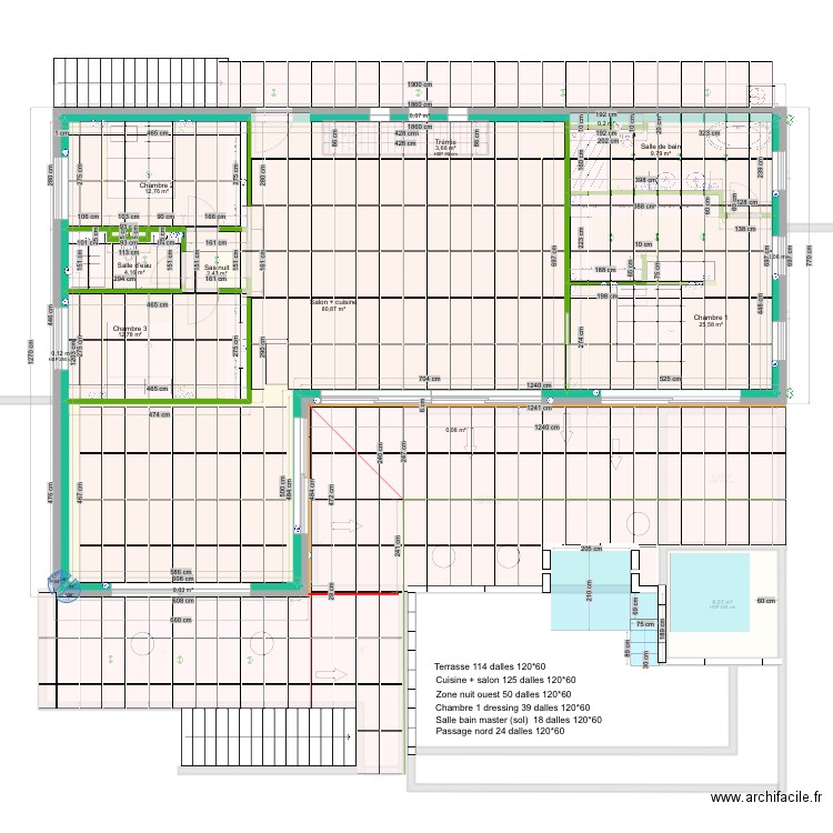Plan pente terrasse car 60-120 Version 1. Plan de 26 pièces et 374 m2