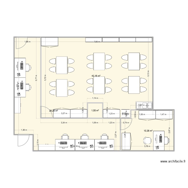 secteur maintenance. Plan de 4 pièces et 81 m2