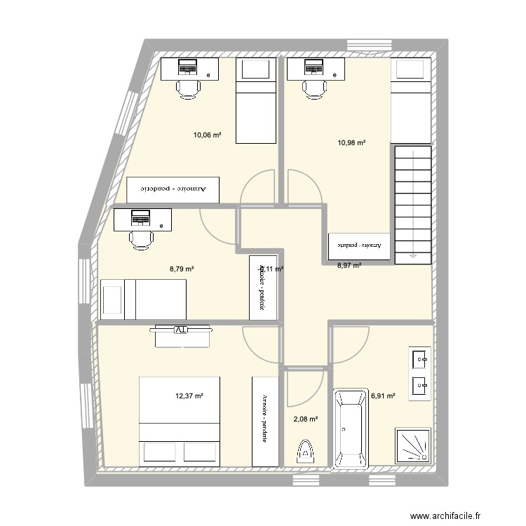 mon projet modifier. Plan de 8 pièces et 128 m2