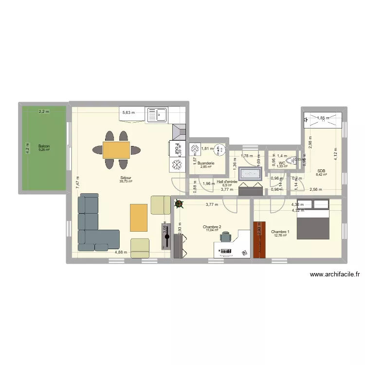 Delaive 1er. Plan de 9 pièces et 92 m²