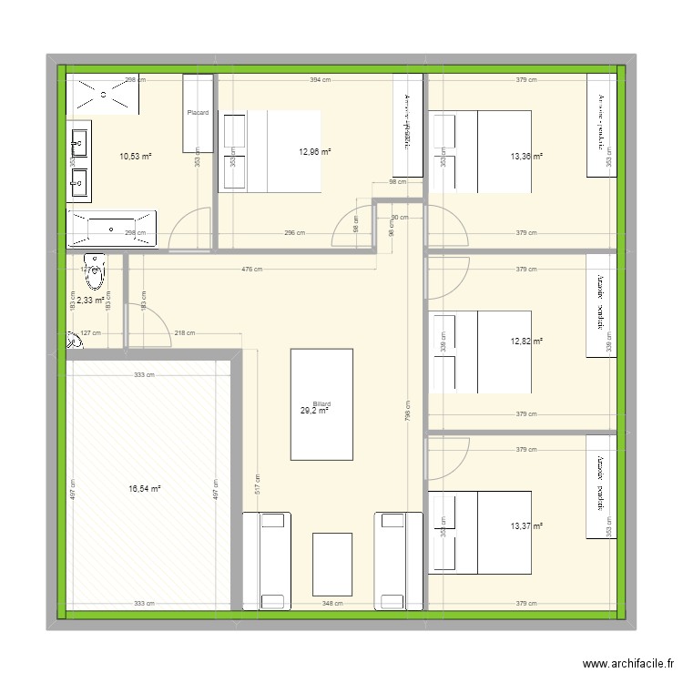 vougy gite. Plan de 16 pièces et 222 m2