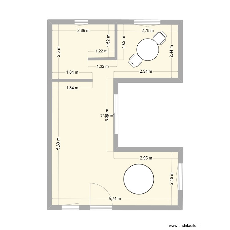 plan chalet de la mfr. Plan de 1 pièce et 37 m2