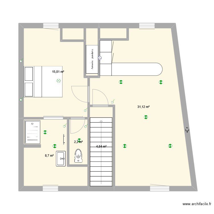 SAILLAC Aménagement grenier 3. Plan de 5 pièces et 63 m2