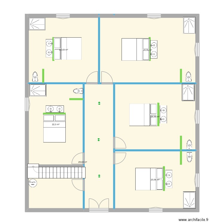 lartiguette bas. Plan de 6 pièces et 157 m2