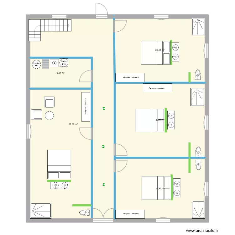 lartiguette bas. Plan de 5  et 157 m²
