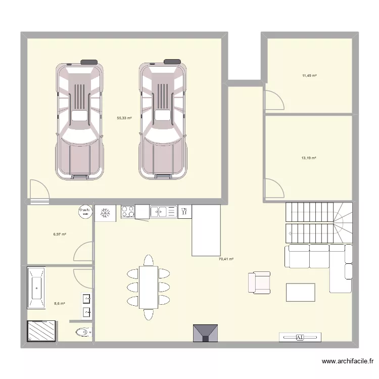 masion 2. Plan de 6  et 166 m²