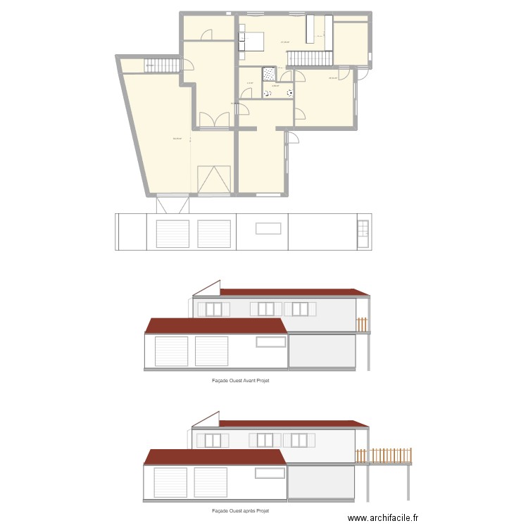 Façade Ouest. Plan de 0 pièce et 0 m2