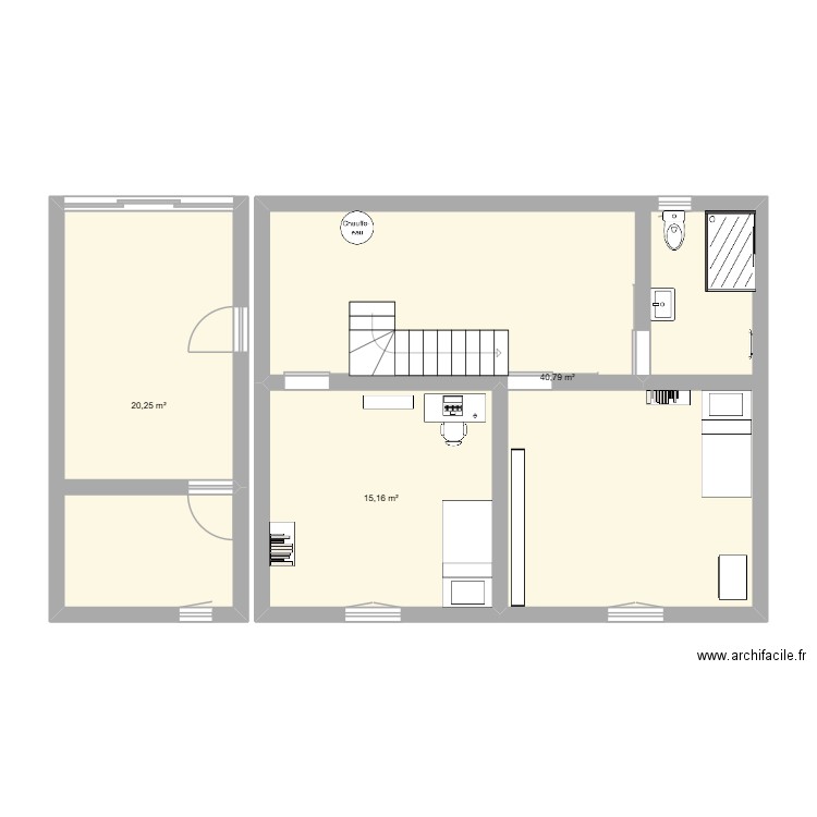 aménagement garage. Plan de 3 pièces et 76 m2