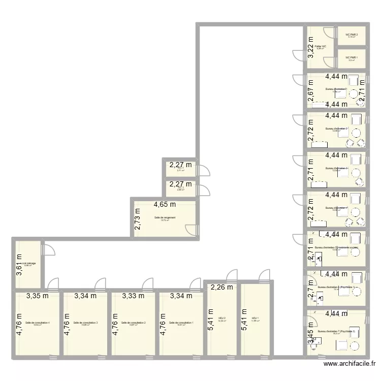 MDF. Plan de 20  et 214 m²