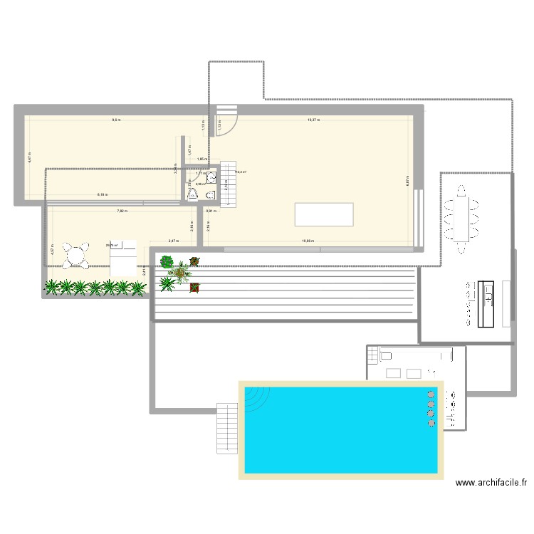 Plan Masse maison corse NEW. Plan de 3 pièces et 145 m2
