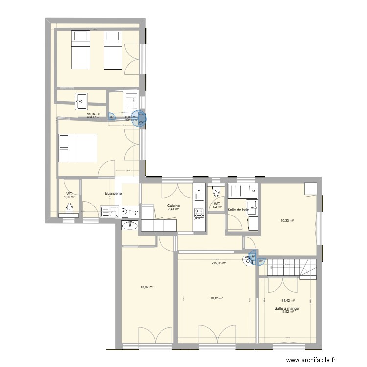 Saint-Brévin - Extention. Plan de 13 pièces et 193 m2